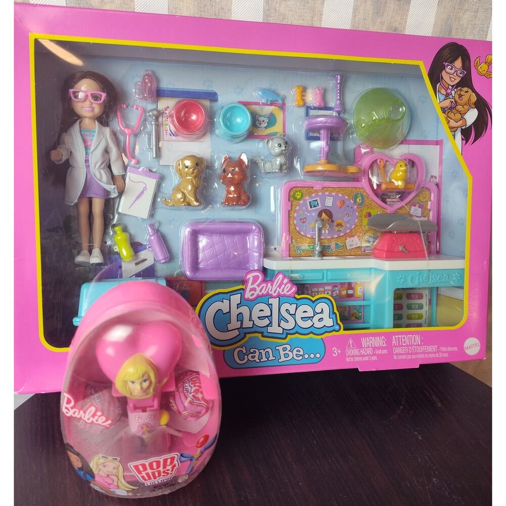 New In Box Mattel Barbie Chelsea Can Be A Vet Playset Bundle 2023 HGT12